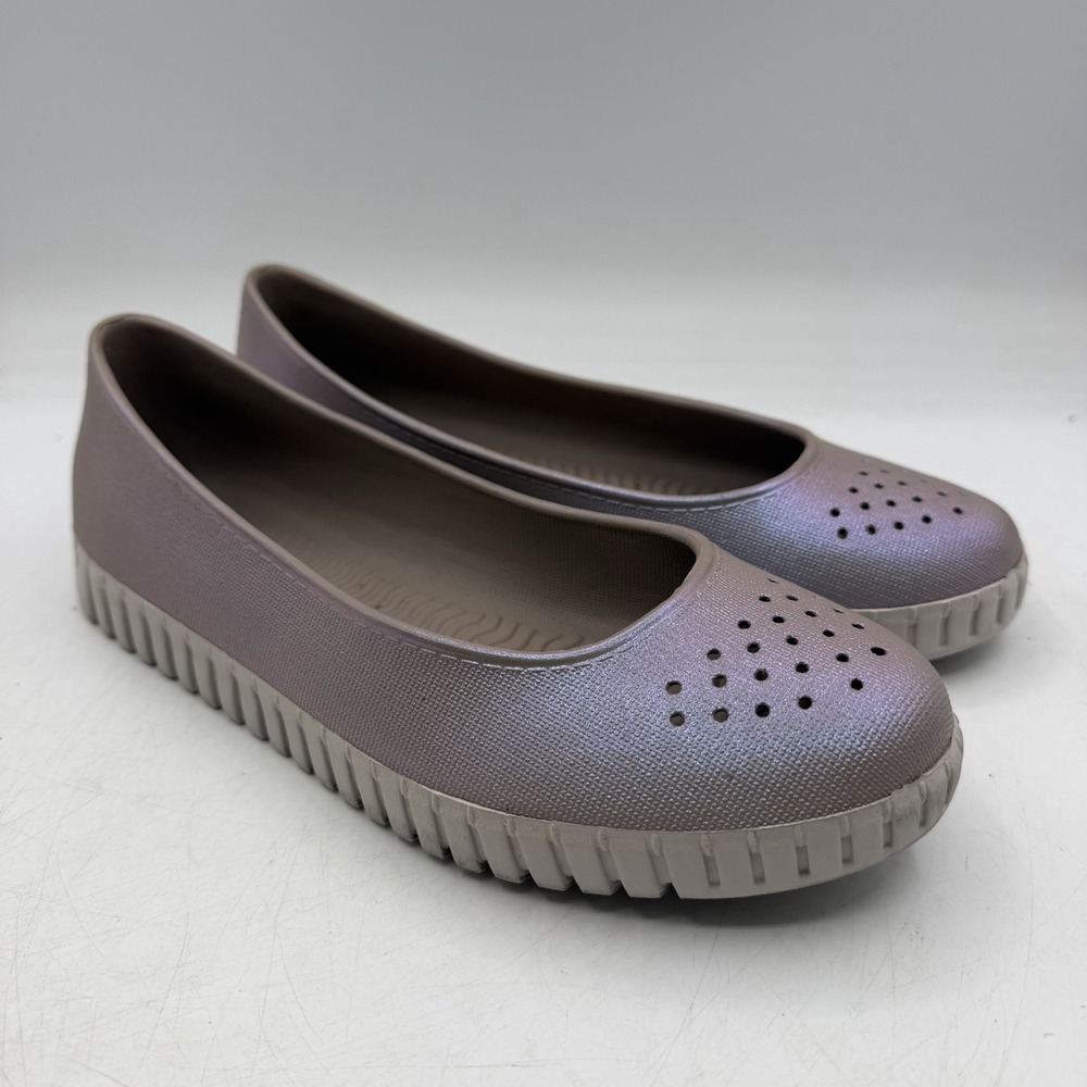 Skechers Foamies Ballet‎ Flats Womens Sz 7 Purple Shiny Shimmering Slip On Shoes